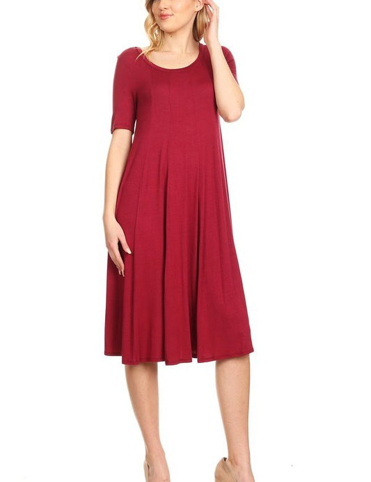 Women's Oversized A-Line Jersey Knit Short Sleeve Dress