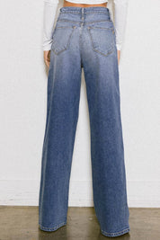 Women's High Rise Light Washed Wide Jeans