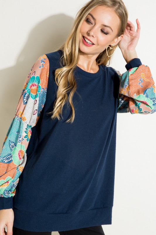 Women's Relaxed Floral Mix Tunic Top