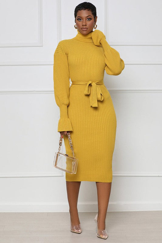 Women's Body-Con Long Sleeve Maxi Sweater Dress