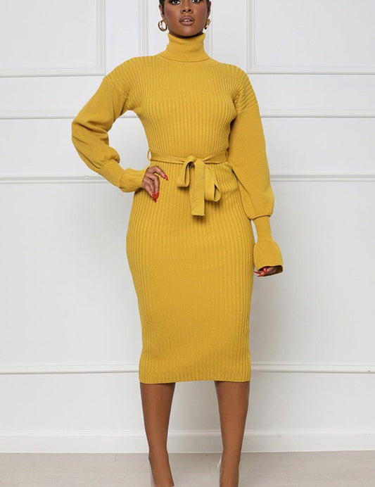 Women's Body-Con Long Sleeve Maxi Sweater Dress