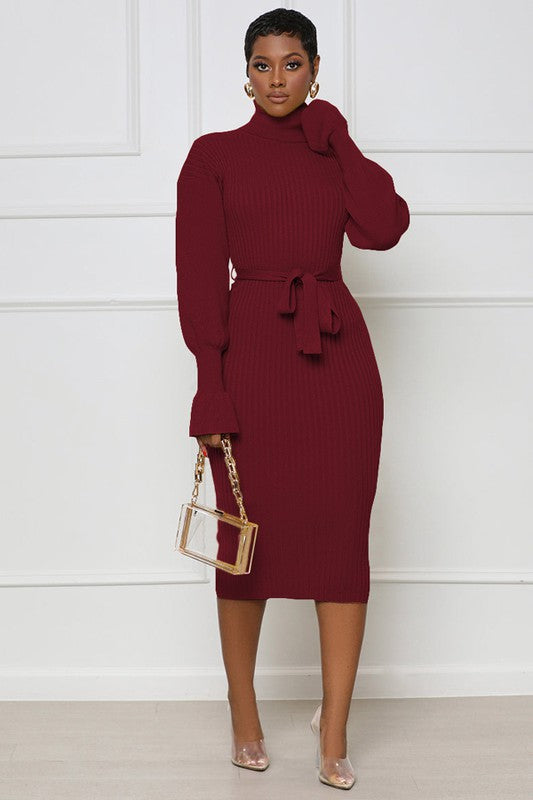 Women's Body-Con Long Sleeve Maxi Sweater Dress