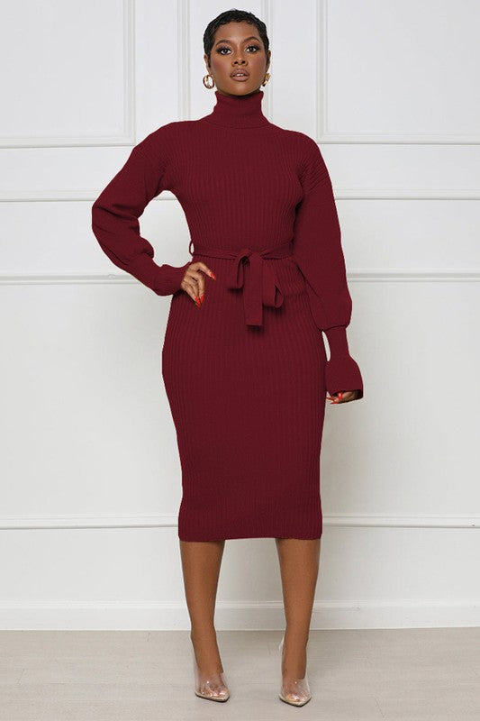 Women's Body-Con Long Sleeve Maxi Sweater Dress