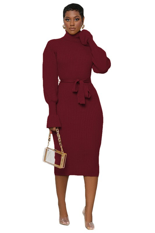 Women's Body-Con Long Sleeve Maxi Sweater Dress