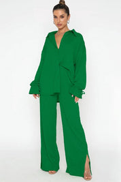 Women's Long Sleeve Casual Two-Piece Pant Set