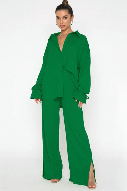 Women's Long Sleeve Casual Two-Piece Pant Set