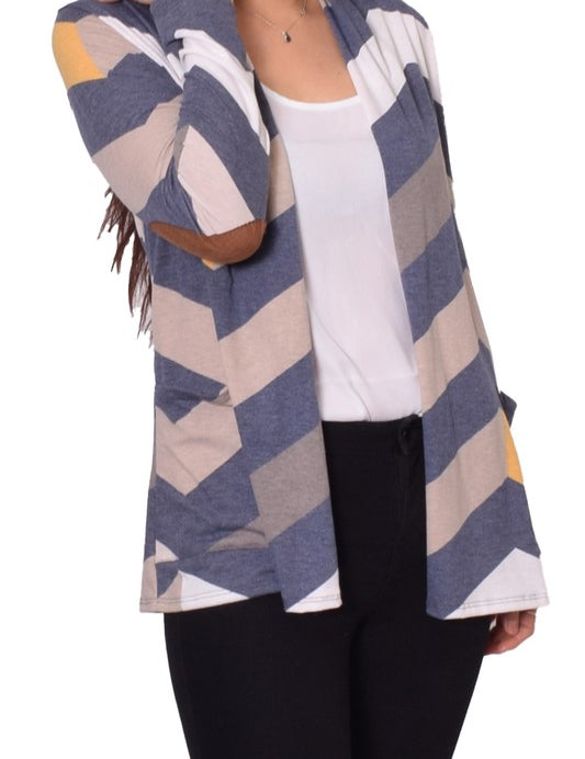 Women's Open Cardigan with Elbow Patches