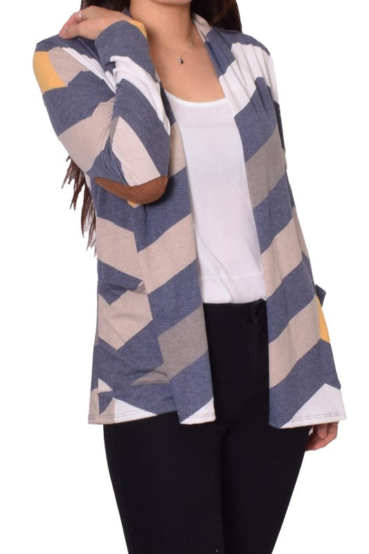 Women's Open Cardigan with Elbow Patches