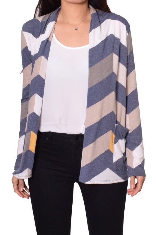 Women's Open Cardigan with Elbow Patches