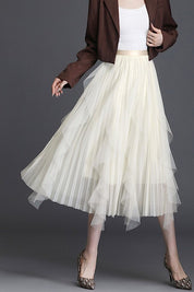 Women's Pleated Chiffon Midi Skirt