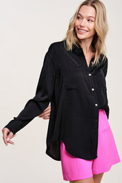 Women's Regular Fit Silky Button-Down Shirt