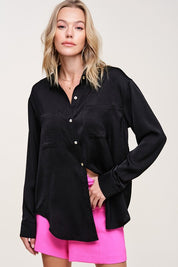 Women's Regular Fit Silky Button-Down Shirt