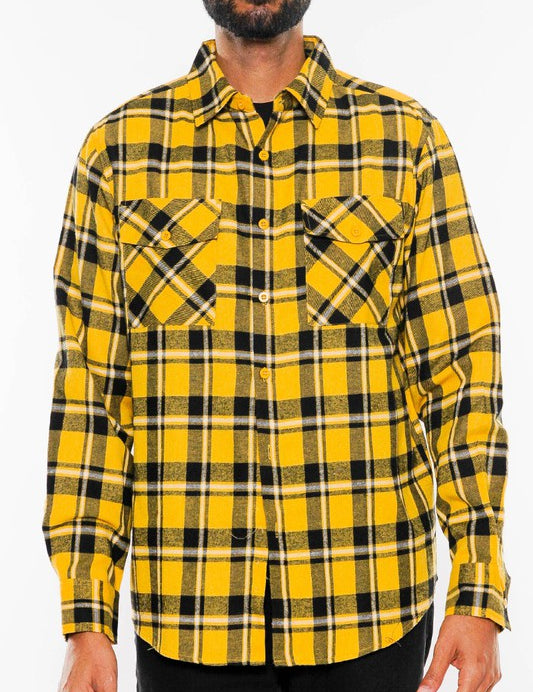 Men's Regular Fit Full Plaid Checkered Flannel Shirt