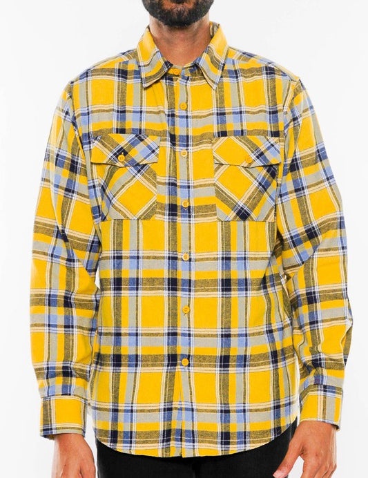 Men's Regular Fit Full Plaid Checkered Flannel Shirt