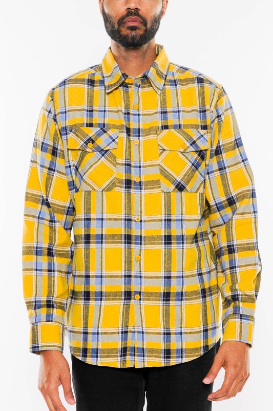 Men's Regular Fit Full Plaid Checkered Flannel Shirt