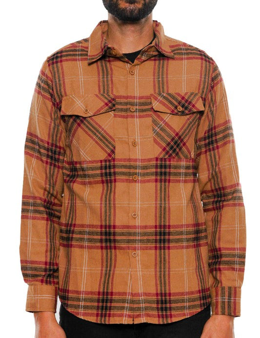 Men's Regular Fit Full Plaid Checkered Flannel Shirt