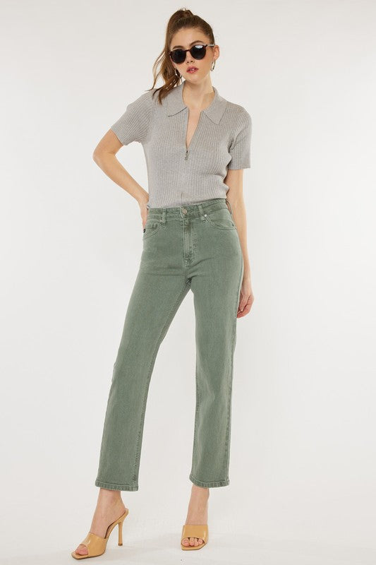 Women's Vintage Olive Straight Jeans