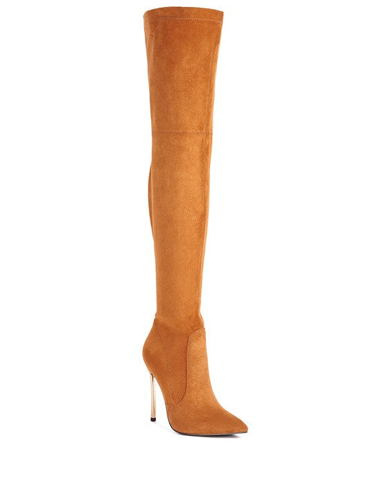 Women's High Knee Stretch Suede Micro Boots