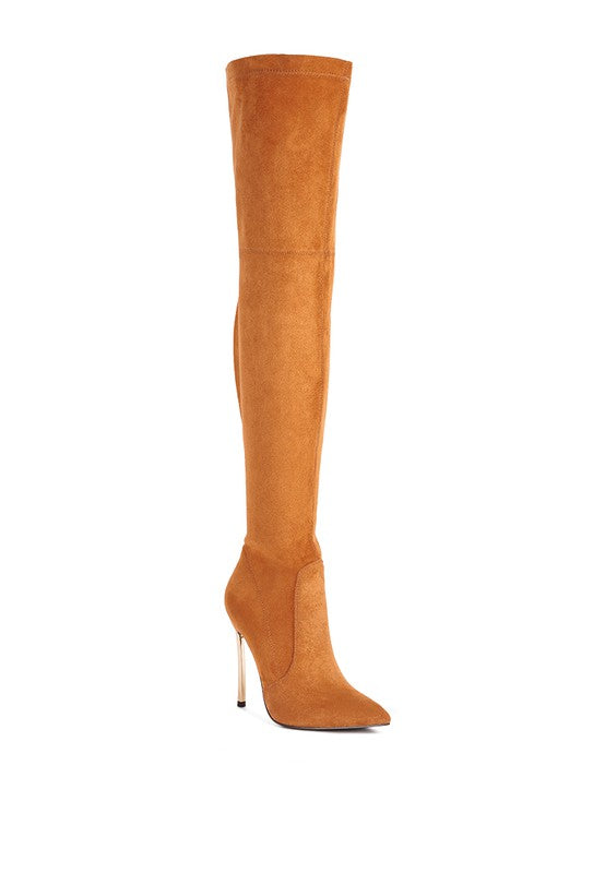 Women's High Knee Stretch Suede Micro Boots