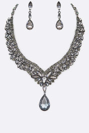 Crystal Statement Red Necklace Set