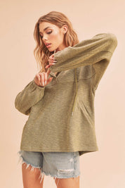 Women's Textured Cotton Hooded Pullover