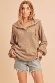 Women's Textured Cotton Hooded Pullover