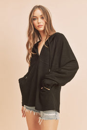 Women's Textured Cotton Hooded Pullover