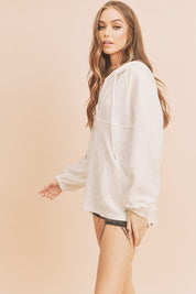 Women's Textured Cotton Hooded Pullover