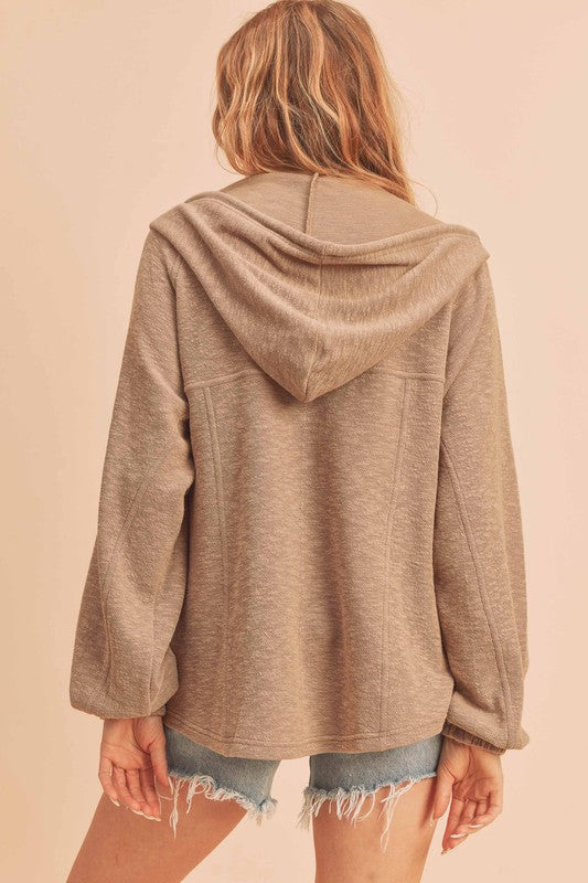 Women's Textured Cotton Hooded Pullover