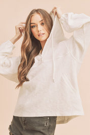 Women's Textured Cotton Hooded Pullover