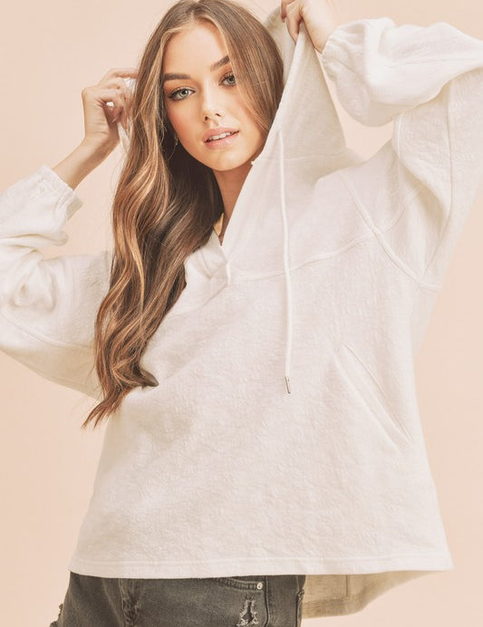 Women's Textured Cotton Hooded Pullover