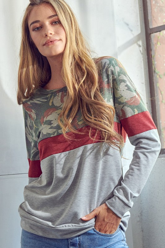 Women's Floral Colorblock Sweatshirts