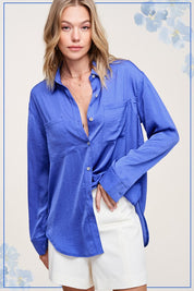 Women's Regular Fit Silky Button-Down Shirt