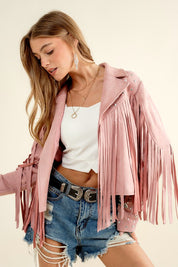 Women's Studded Fringe Open Western Jacket