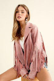 Women's Studded Fringe Open Western Jacket