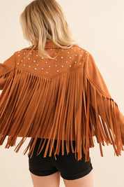 Women's Studded Fringe Open Western Jacket