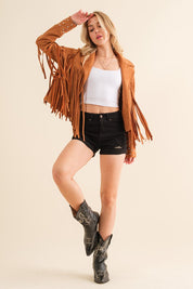 Women's Studded Fringe Open Western Jacket