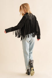 Women's Studded Fringe Open Western Jacket