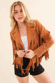 Women's Studded Fringe Open Western Jacket