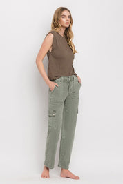 Women's Relaxed Fit High Rise Cargo Straight Jeans