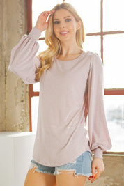 Women's Bell Sleeve Jersey Top - Casual, Patch Back