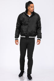 Men's Satin Varsity Bomber Jacket