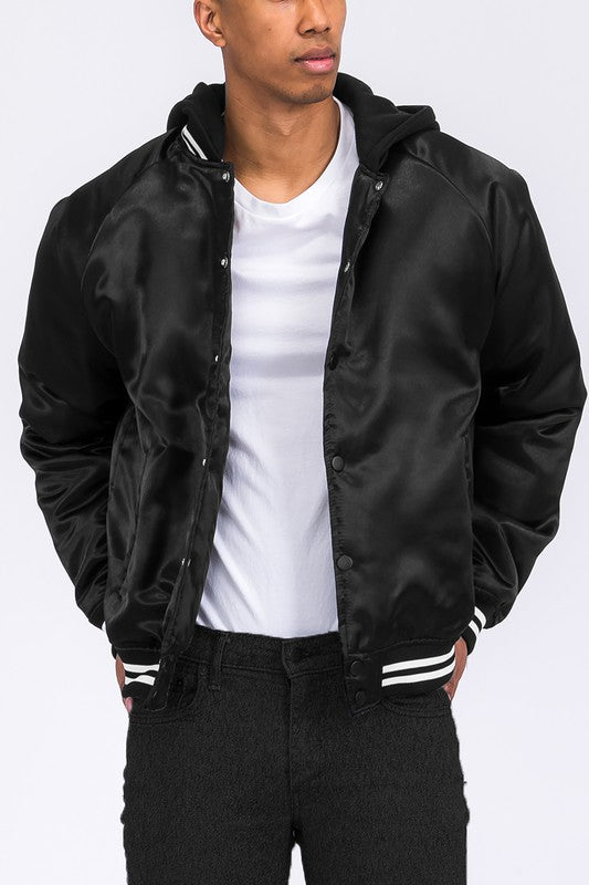 Men's Satin Varsity Bomber Jacket