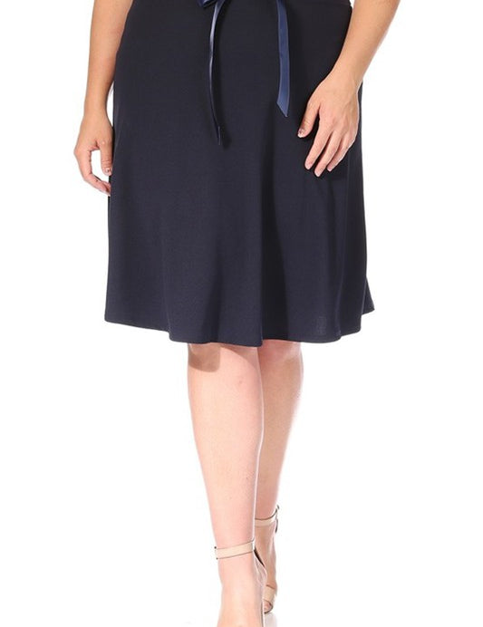 Plus size, solid, A-line, knee length skirt