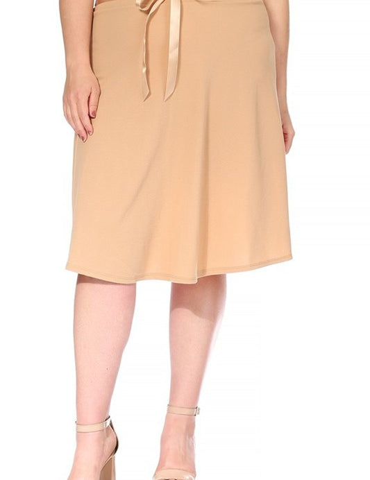 Plus size, solid, A-line, knee length skirt