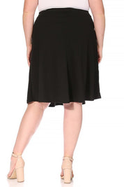 Plus size, solid, A-line, knee length skirt