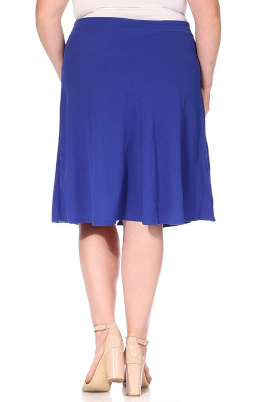 Plus size, solid, A-line, knee length skirt