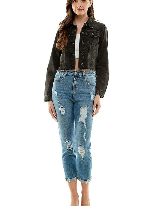 Destructed Cuffed Boyfriend Jean