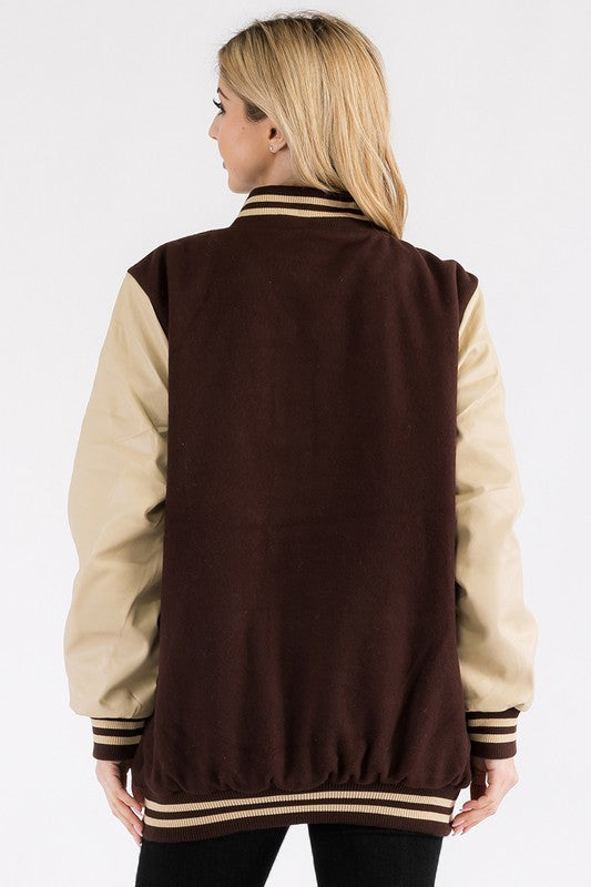 Women's Oversized Varsity Letterman Jacket