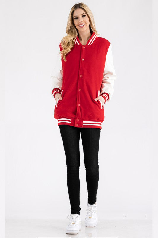 Women's Oversized Varsity Letterman Jacket